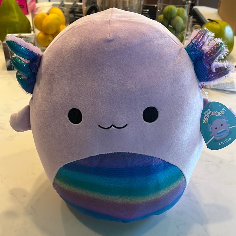 Squishmallow by Kelly Toy- 12” Monica the Axlotl (Rainbow Belly)